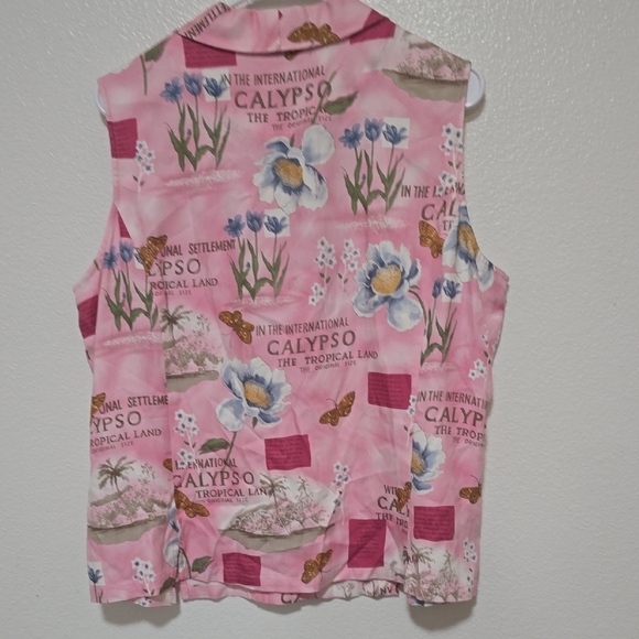 Pink Floral Sleeveless Blouse - Picture 3 of 7